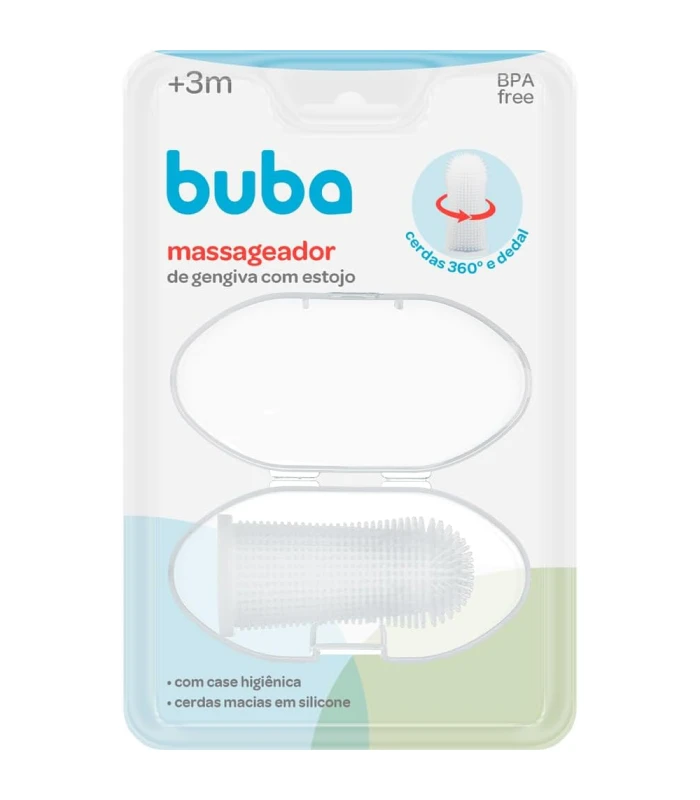 produto_217 Buba Massageador de Gengiva de Dedo com Estojo – Silicone Macio e Cerdas 360º (+3m) - Imagem 1